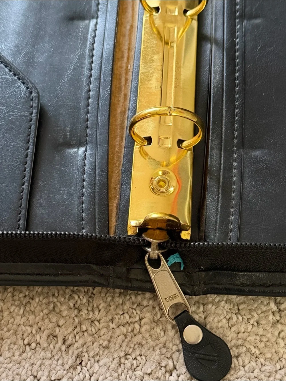 Cambridge Black Leather Organizer Cards Paper Three Gold 1